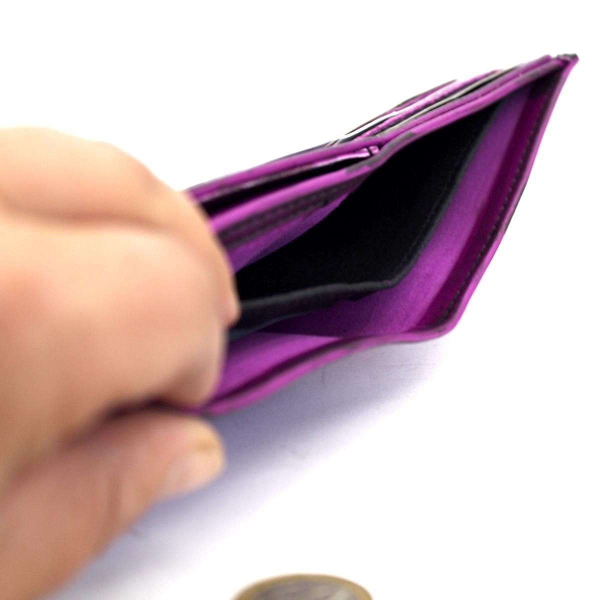 Мъжки кожен портфейл цвят лилав централно отделение