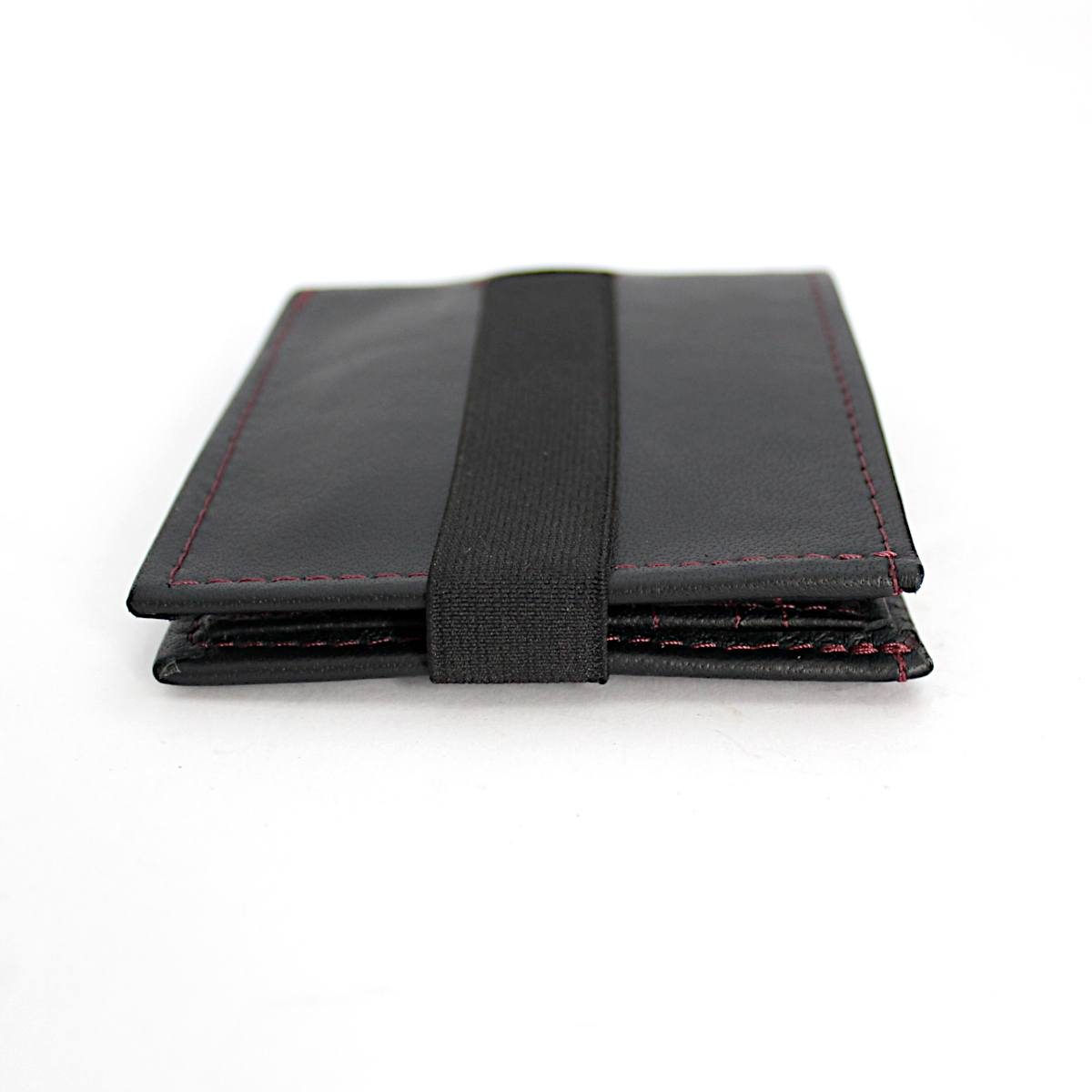 ръчно изработен черен мъжки портфейл-картодържач отпред