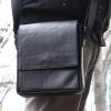 луксозна мъжка чанта от естествена кожа черна на рамо