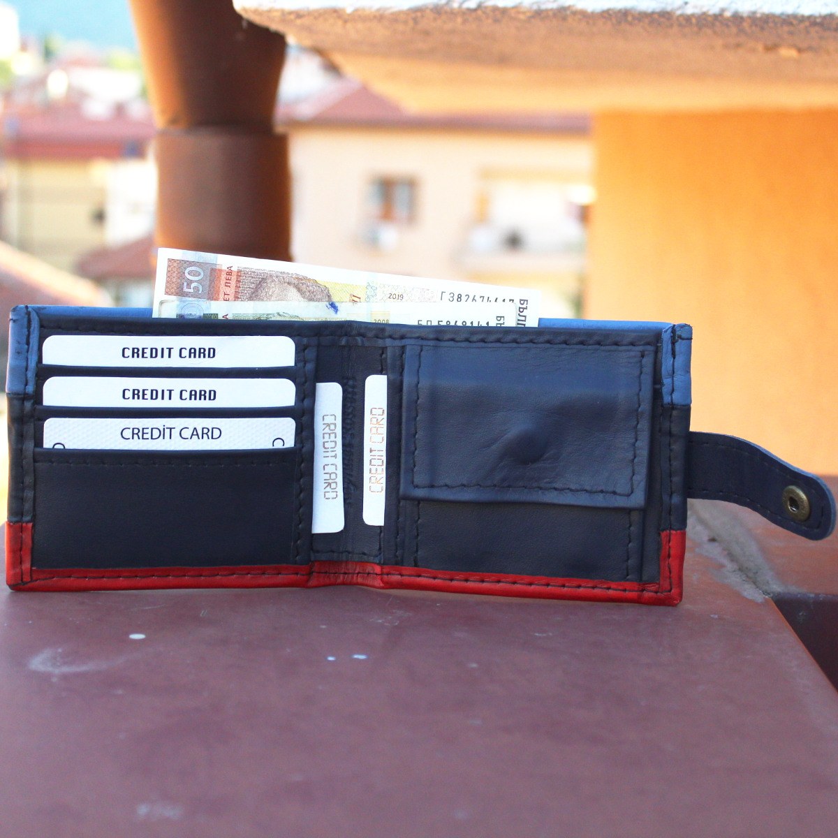 мъжки портфейл и картодържач комплект - вътре