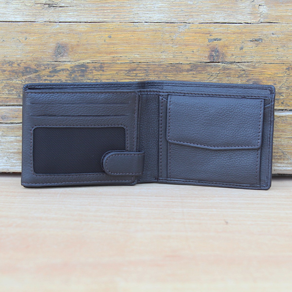 Естествена Кожа Мъжки Портфейл Кафяв Цвят Естествена Кожа Мъжки Портфейл Кафяв Цвят 2