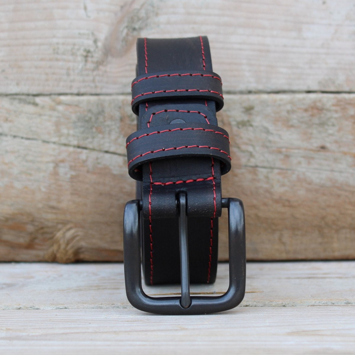 Мъжки Колан Тъмно Кафяв с Червен Конец АРТ# 1322