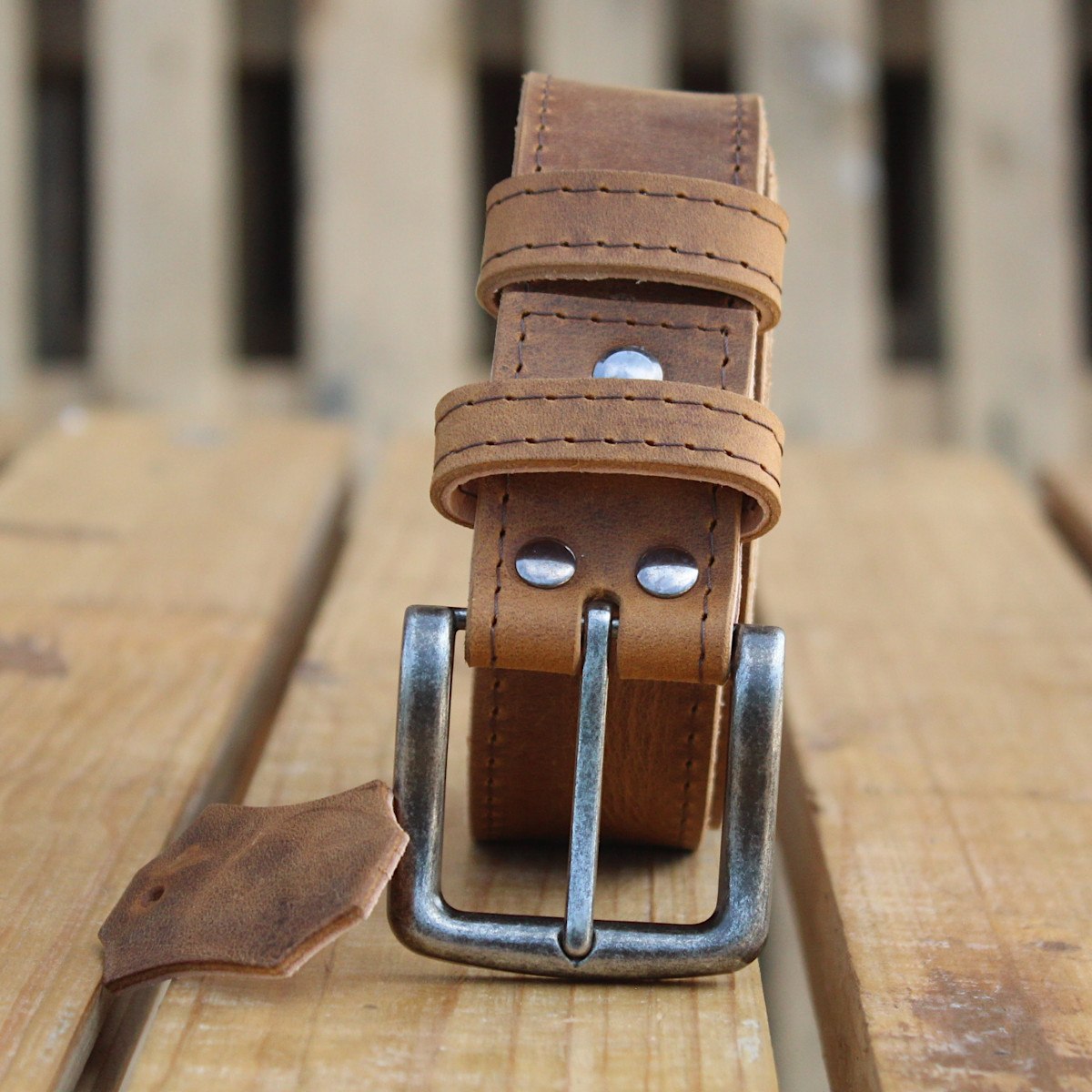 Ръчно Изработен Мъжки Колан Светло Кафяв